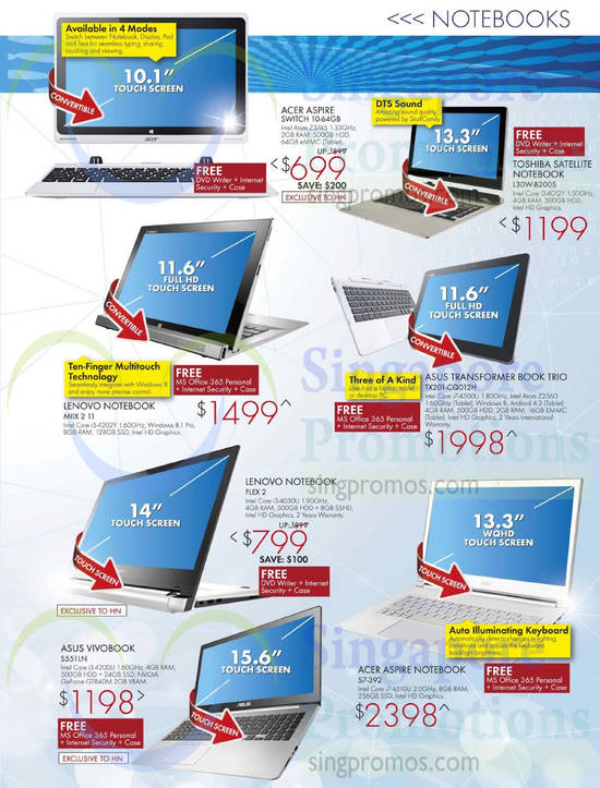 Notebooks Acer, Toshiba, Asus, Lenovo