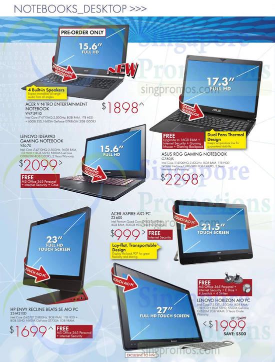 Notebooks, Desktop PCs, Asus, Acer, Lenovo