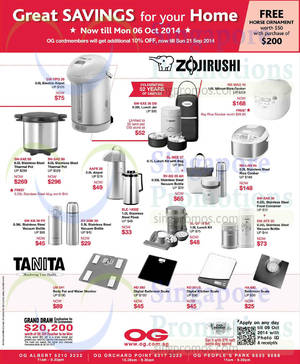 Featured image for (EXPIRED) OG Zojirushi Kitchenware & Tanita Scales Offers 18 Sep – 6 Oct 2014