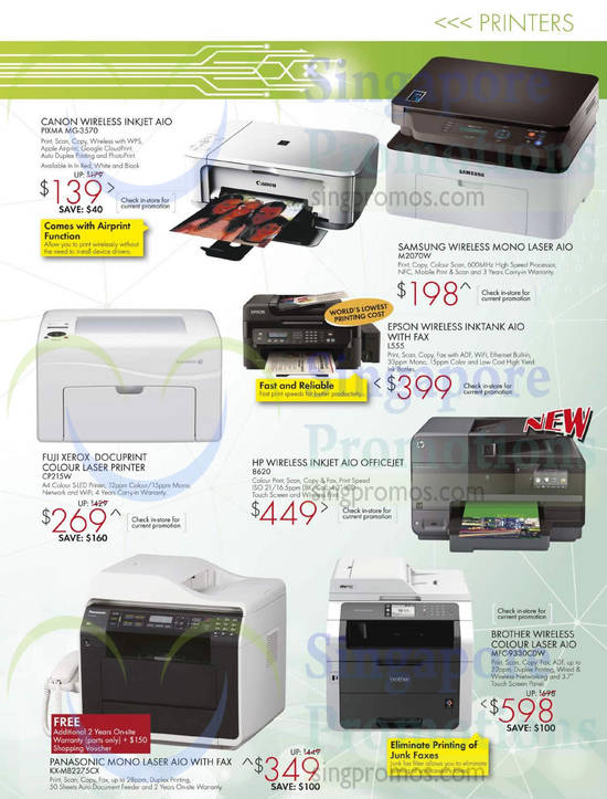 Printers Samsung, Epson, HP, Brother