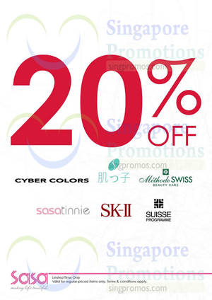 Featured image for (EXPIRED) Sasa 20% OFF Selected Brands 19 – 21 Sep 2014