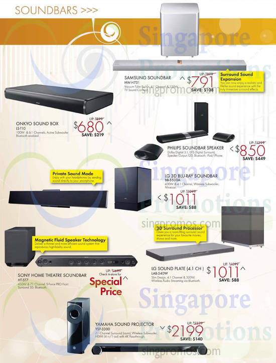 Soundbars Samsung, Philips, LG, Yamaha