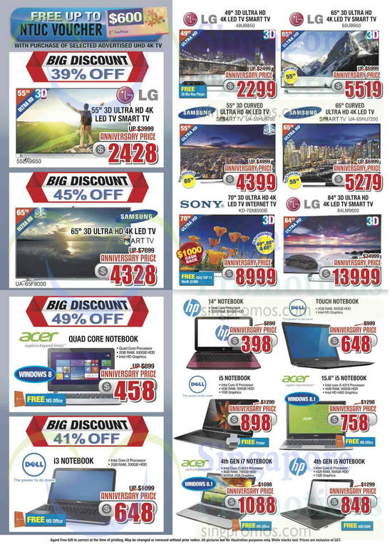 TVs, Notebooks, Acer, Dell, LG, Sony, HP