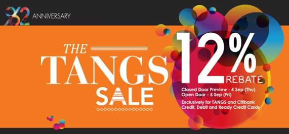 Featured image for Tangs 12% Rebate SALE For Citibank & Tangs Cardmembers 4 - 5 Sep 2014
