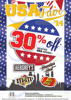 Featured image for (EXPIRED) The Cocoa Trees 30% OFF Selected USA Brands Promo 8 Sep – 12 Oct 2014