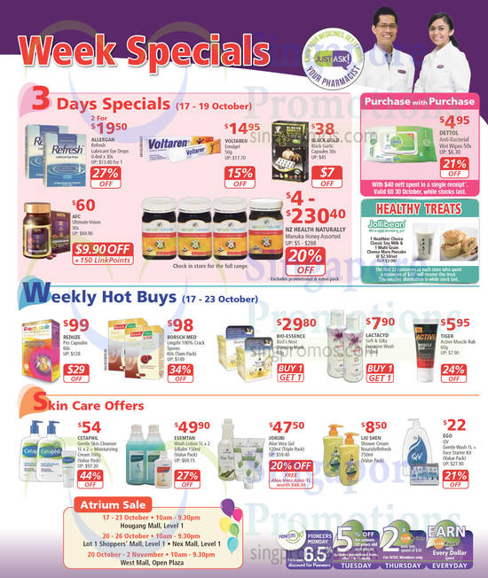 3 Days Specials, Weekly Hot Buys, Skin Care Offers, Black Gold, AFC, NZ Health Naturally, Reduze, Borsch Med, Cetaphil, Esemtan, Jorubi, Liu Shen, Ego