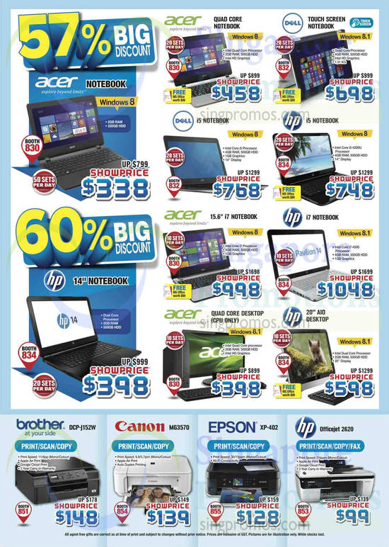 31 Oct Notebooks, Desktop PCs, Printers, Acer, Dell, HP, Brother, Canon, Epson