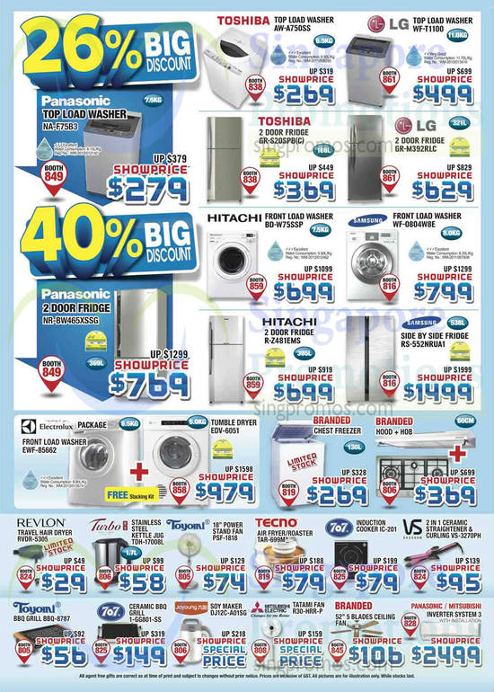 31 Oct Washers, Fridges, Home Appliances Toshiba, LG, Samsung, Hitachi, Electrolux