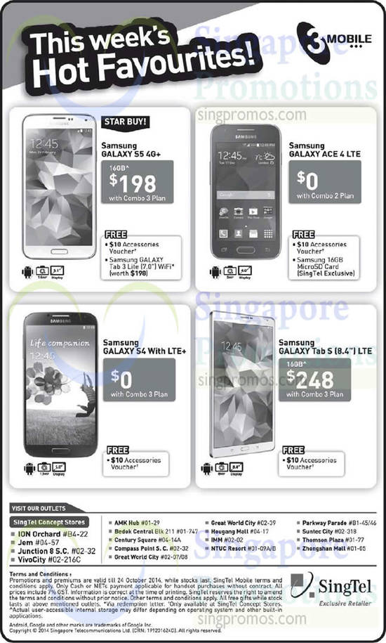 3Mobile Samsung Galaxy S5, Samsung Galaxy Ace 4, Samsung Galaxy S4, Samsung Galaxy Tab S 8.4