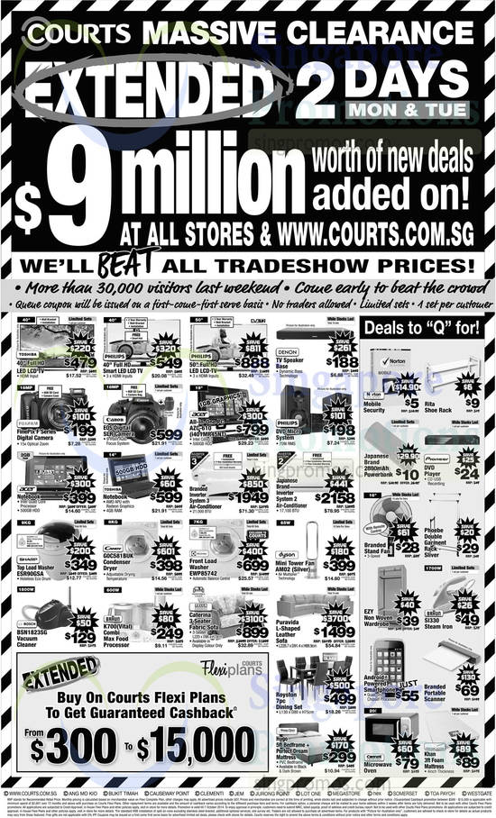 6 Oct Digital Cameras, TVs, Washers, Sofasets, Home Appliancers, Toshiba, Philips, Canon, Fujifilm, Acer, Electrolux