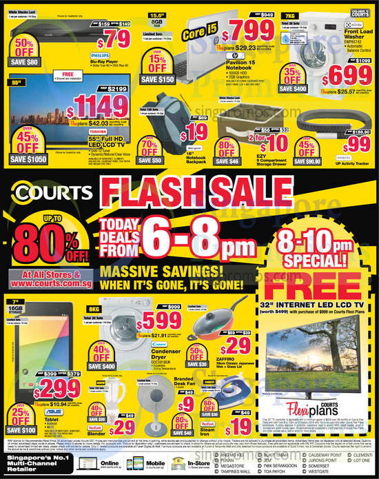 6 PM to 8 PM Deals, TV, Notebooks, Washers, Actibity Tracker, Fan, Blender, Tablet, Blu-Ray Player, Blender