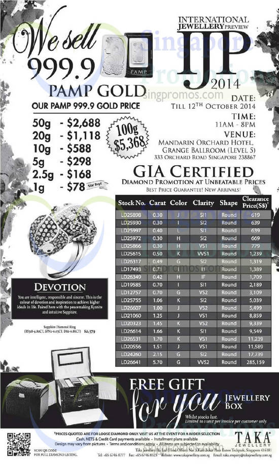 9 Oct Diamond Promotion, Free Gift