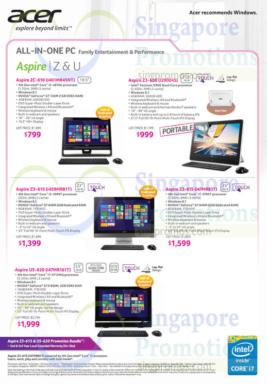 AIO Desktop PCs Aspire Z, Aspire U