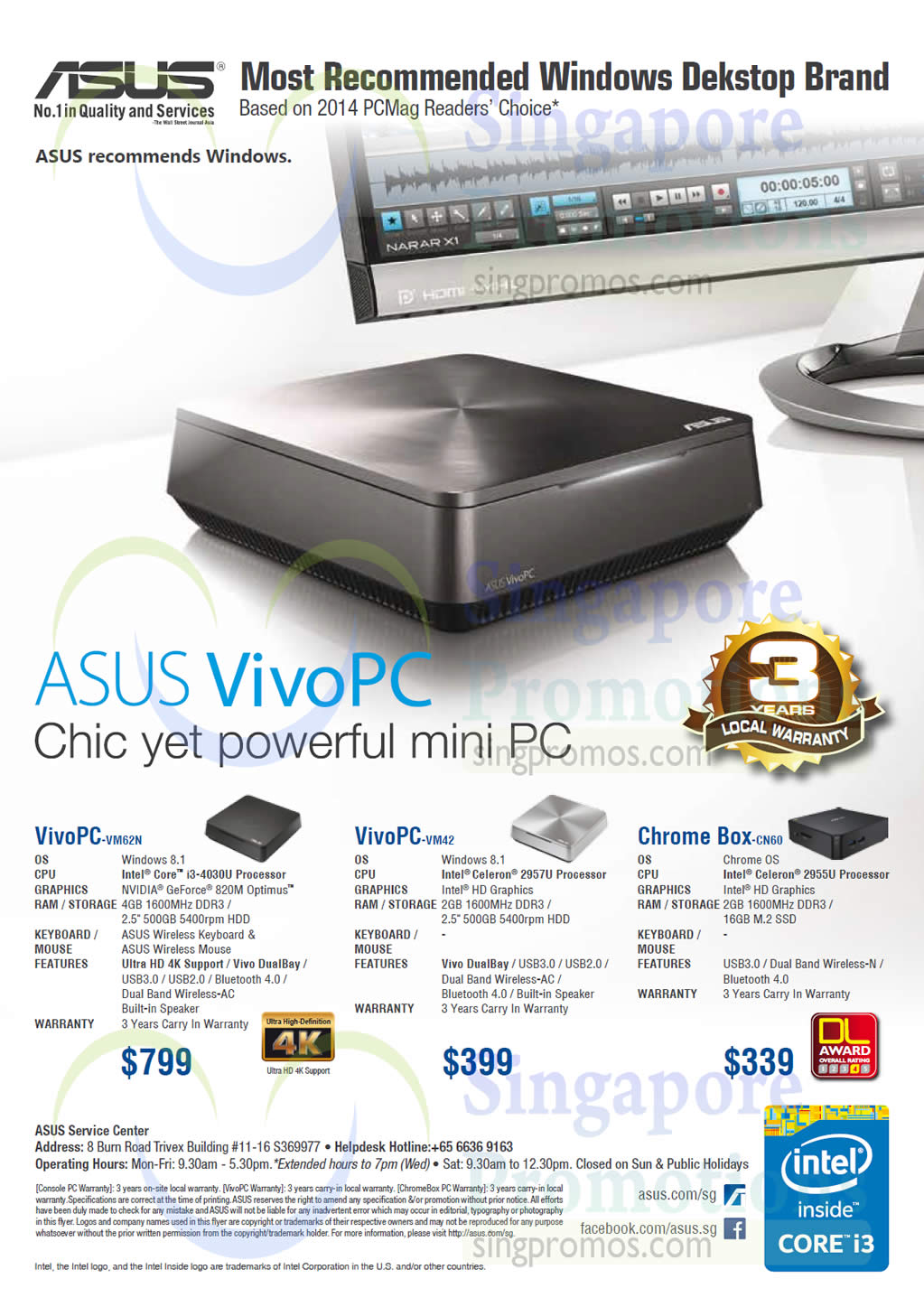 PCs VivoPC-VM62N, VivoPC-VM42, Chrome Box-CN60 » Asus Desktop PCs, Monitors, Networking & Other Accessories Offers 24 Oct 2014 | SINGPromos.com