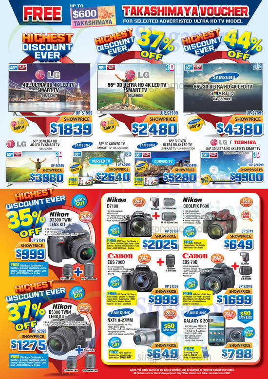 Digital Cameras, TVs, LG, Samsung, Nikon, Canon, 49UB820, UA65F9000, 65LA9650, UA55H6800, D3300, D5300, D7100