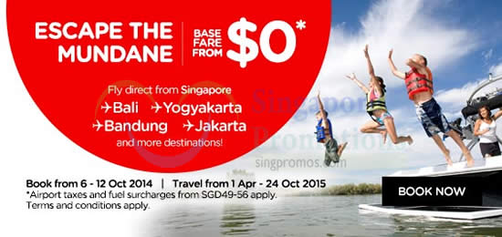 Featured image for Air Asia From $0 (Base Fare) Promo Air Fares 6 - 12 Oct 2014
