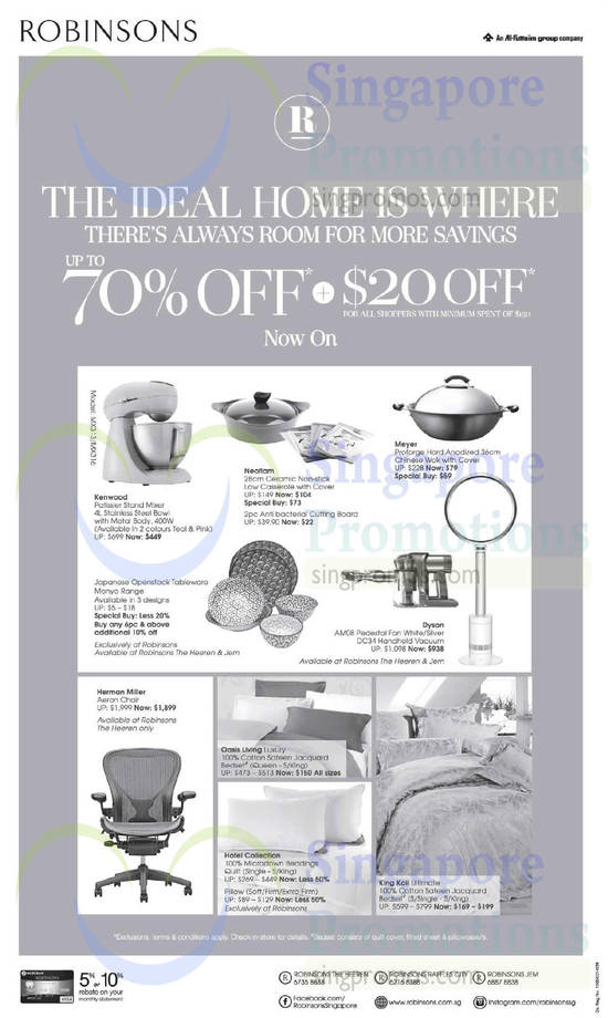 Home Products, Bedset, Kenwood, Neoflam, Meyer, Dyson, Herman Miller, Oasis Living, King Koil