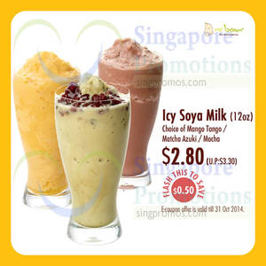 Featured image for (EXPIRED) Mr Bean $2.80 Icy Soya Milk Coupon Promo 10 – 31 Oct 2014