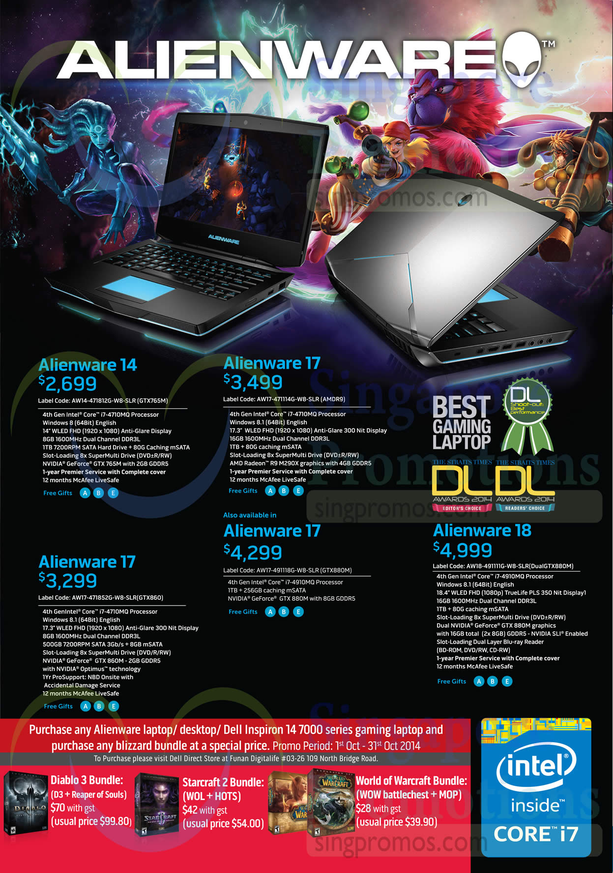 Notebooks Alienware AW14-471812G-W8-SLR (GTX765M), AW17-471852G-W8