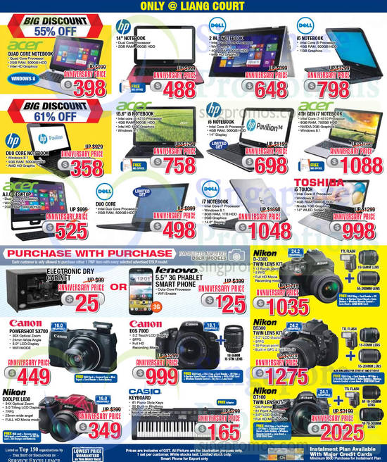 Notebooks, Digital Cameras, DSLRs, Smartphone, Mobilephone, Canon, Nikon, Acer, HP, Dell, Toshiba, Casio, Lenovo