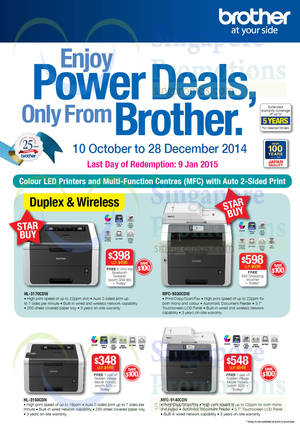 Featured image for (EXPIRED) Brother Printers & Scanners Promotion Price List Offers 10 Oct – 28 Dec 2014