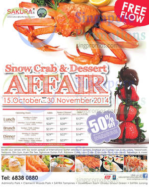 Featured image for (EXPIRED) Sakura NEW Snow Crab (Free Flow) & 50% OFF Birthday Treats Promo 15 Oct – 30 Nov 2014