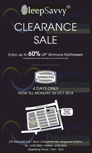 Featured image for SleepSavvy Simmons Mattresses Clearance Sale 3 – 6 Oct 2014