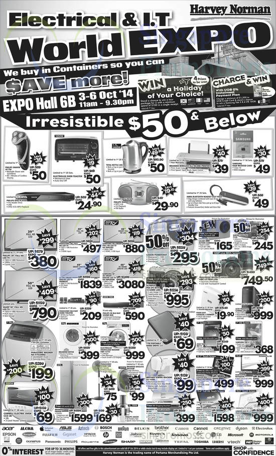 TVs, Digital Cameras, Washers, Notebooks, Tablets, Philips, Panasonic, Pisen, Olympus, Asus, Lenovo, Electrolux