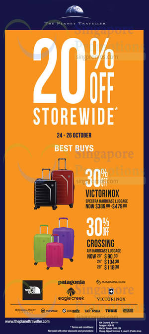 Featured image for (EXPIRED) The Planet Traveller 20% OFF Storewide Promo 24 – 26 Oct 2014