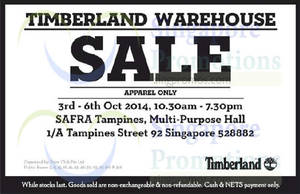 Featured image for Timberland Warehouse Sale @ SAFRA Tampines 3 – 6 Oct 2014