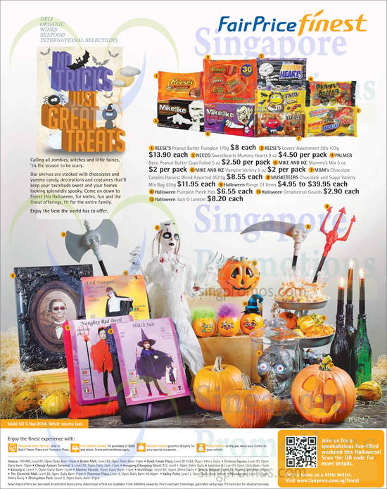 (Until 5 Nov) Halloween Pumpkins, Ornamental Gourds, Jack O Lantern, Chocolate Candies