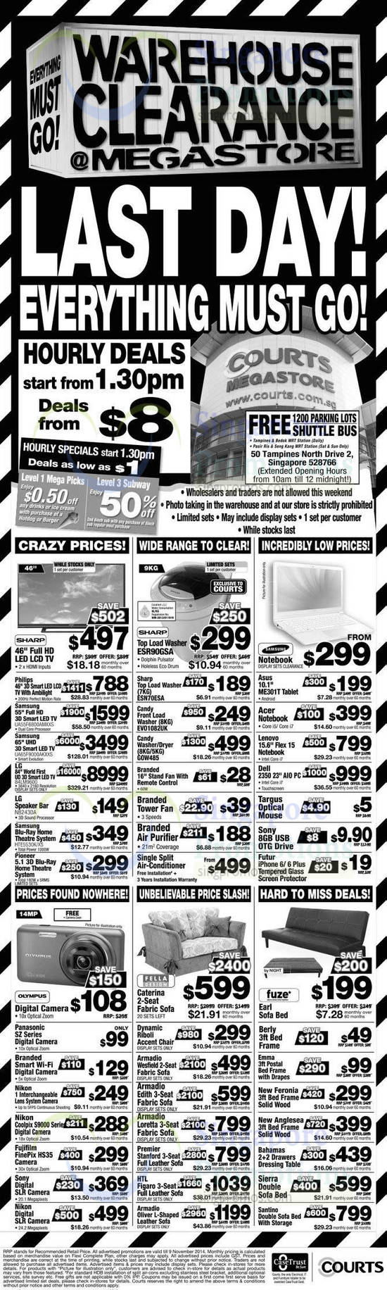 9 Nov Megastore TVs, Digital Cameras, Appliances