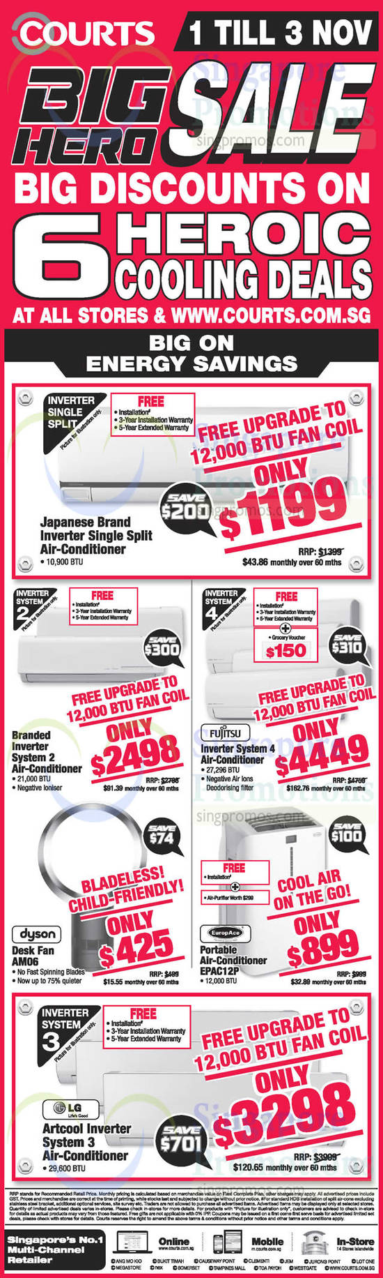 Air Conditioners, Fans, Fujitsu, Europace, Dyson, LG