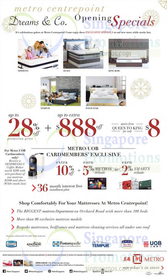 Beddings, Mattresses, Bedframes, Simmons, King Koil, Sealy Posturepedic, Tempur, Four Star