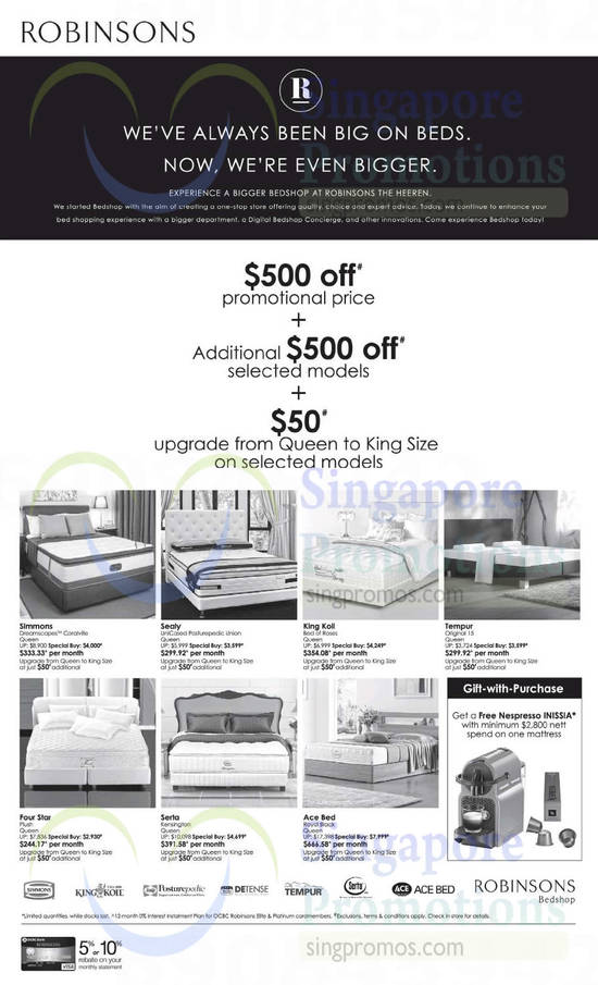 Bedshop, King Koil, Sealy, Tempur, Serta