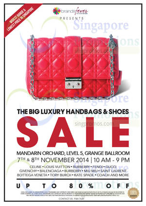 Featured image for (EXPIRED) Brandsfever Handbags & Footwear Sale @ Mandarin Orchard 7 – 8 Nov 2014
