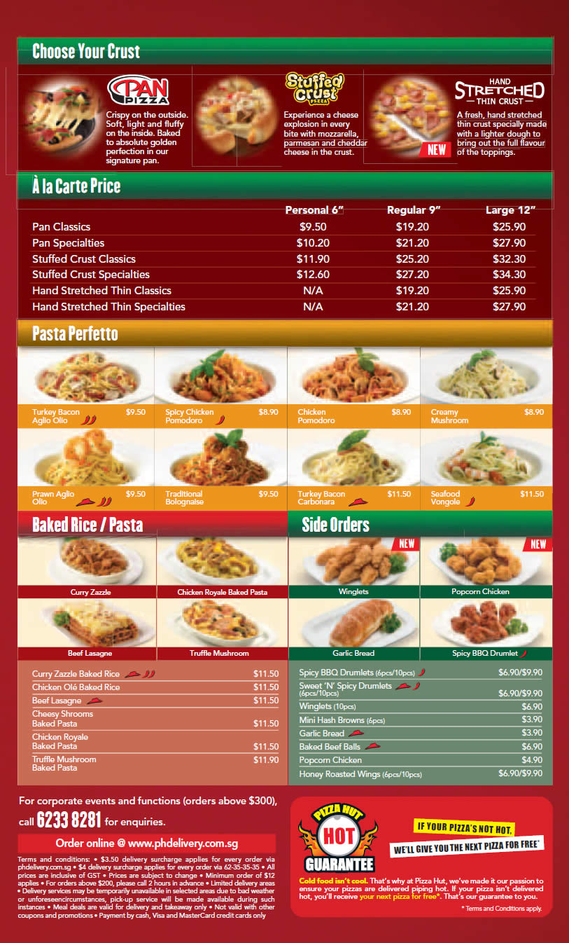 carte pizza hut Delivery) A la Carte Pizza Price, Pasta Perfetto, Baked Rice 