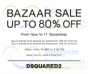 Featured image for (EXPIRED) Dsquared2 Up To 80% Off Bazaar Sale @ Isetan Scotts 28 Nov – 11 Dec 2014