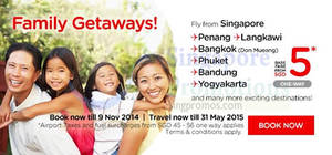 Featured image for (EXPIRED) Air Asia From $5 Promo Air Fares 3 – 9 Nov 2014