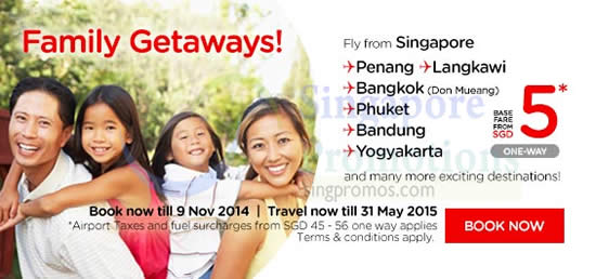 Featured image for Air Asia From $5 Promo Air Fares 3 - 9 Nov 2014