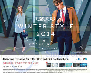 Featured image for G2000 15% OFF Winter Style For DBS/POSB Cardmembers 20 Nov – 14 Dec 2014