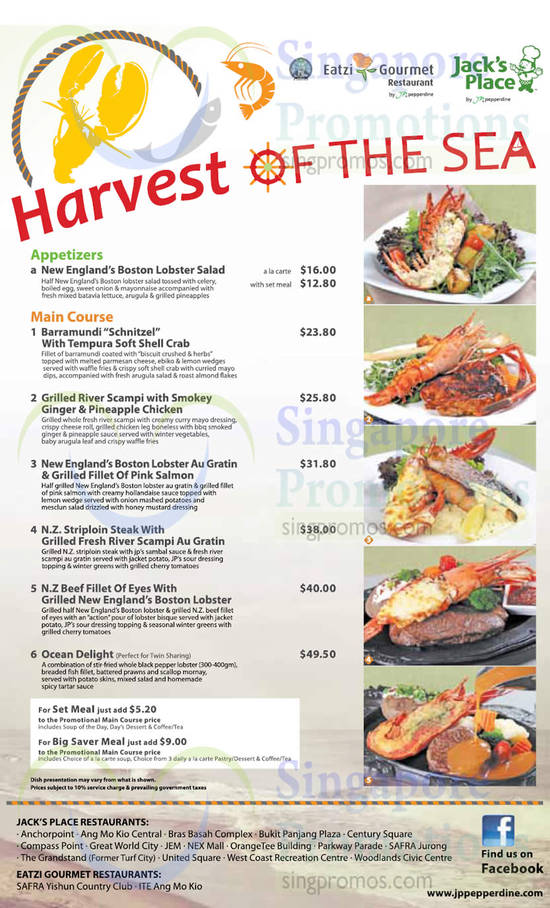 Jacks Place 4 Nov 2014 » Jack’s Place Harvest of the Sea Menu 4 Nov