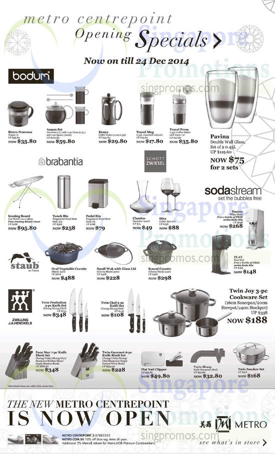 Kitchen Appliances, Teapots, Coffee Makers, Cookware Sets, Knife Sets, Bodum, Brabantia, Staub, Swilling J.A. Henckels