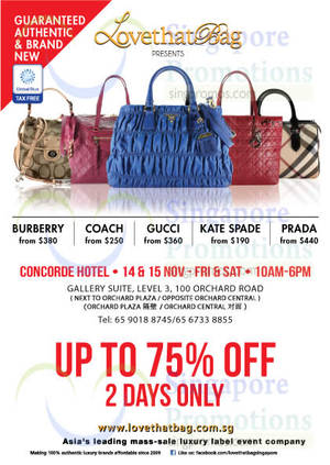 Featured image for LovethatBag Branded Handbags Sale @ Concorde Hotel 14 – 15 Nov 2014
