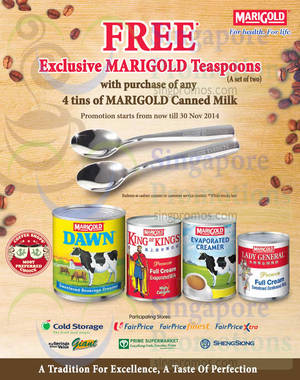 Featured image for (EXPIRED) Marigold Buy 4 Tins & Get FREE 2x Teaspoons 7 – 30 Nov 2014
