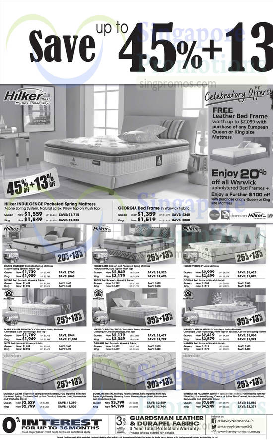 Mattresses, Bed Frames, Dorelan, Hilker, Marie Claire