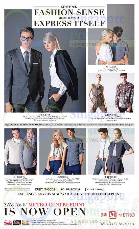 Men, Women Fashion Apparel Jo Burton, M.Maison, Kurt Woods