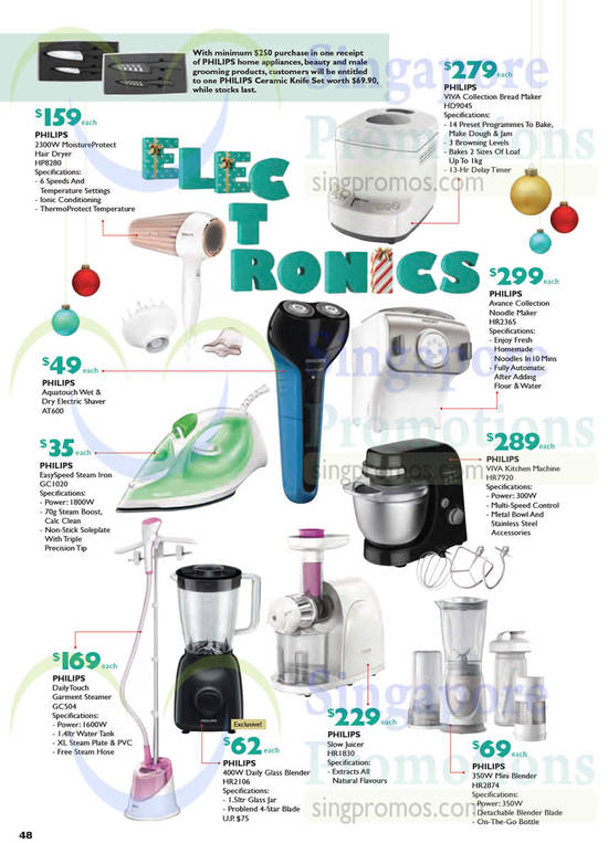 Philips Appliances, Hair Dryer, Shaver, Garment Steamer, Blender, Juicer, Kitchen Machine, Noodle Maker, Bread Maker