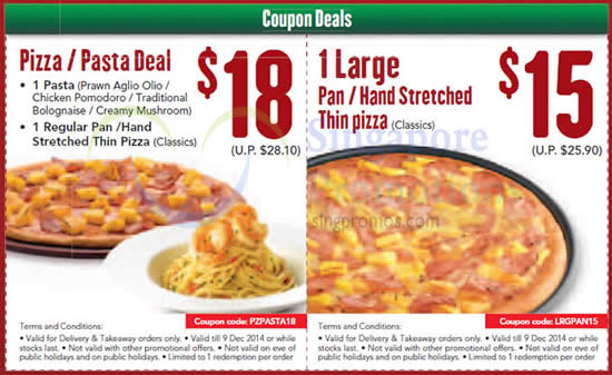 Featured image for Pizza Hut Delivery $18 Pizza & Pasta Coupon Code 25 Nov 2014