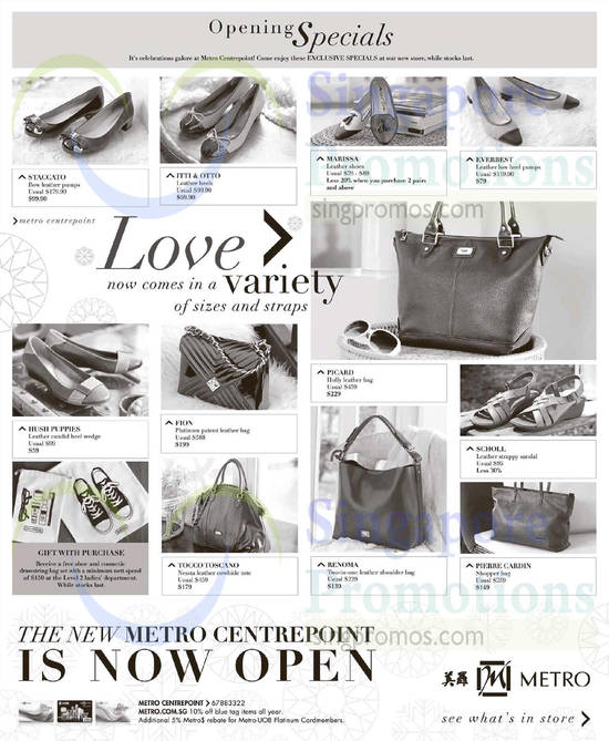 Shoes, Handbags Staccato, Itti n Otto, Everest, Picard, Pierre Cardin, Renoma, Tocco Toscano, Hush Puppies, Scholl